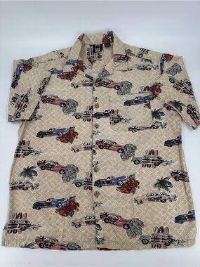 Metro One Hawaiian Print Button-Down Shirt Size L 100% Cotton